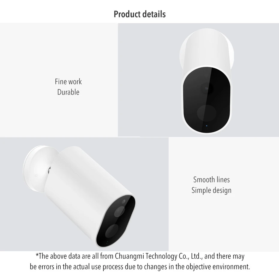  Original Xiaoimi Xiaobai Waterproof Dustproof Smart Wireless Camera Battery Version Support Human S