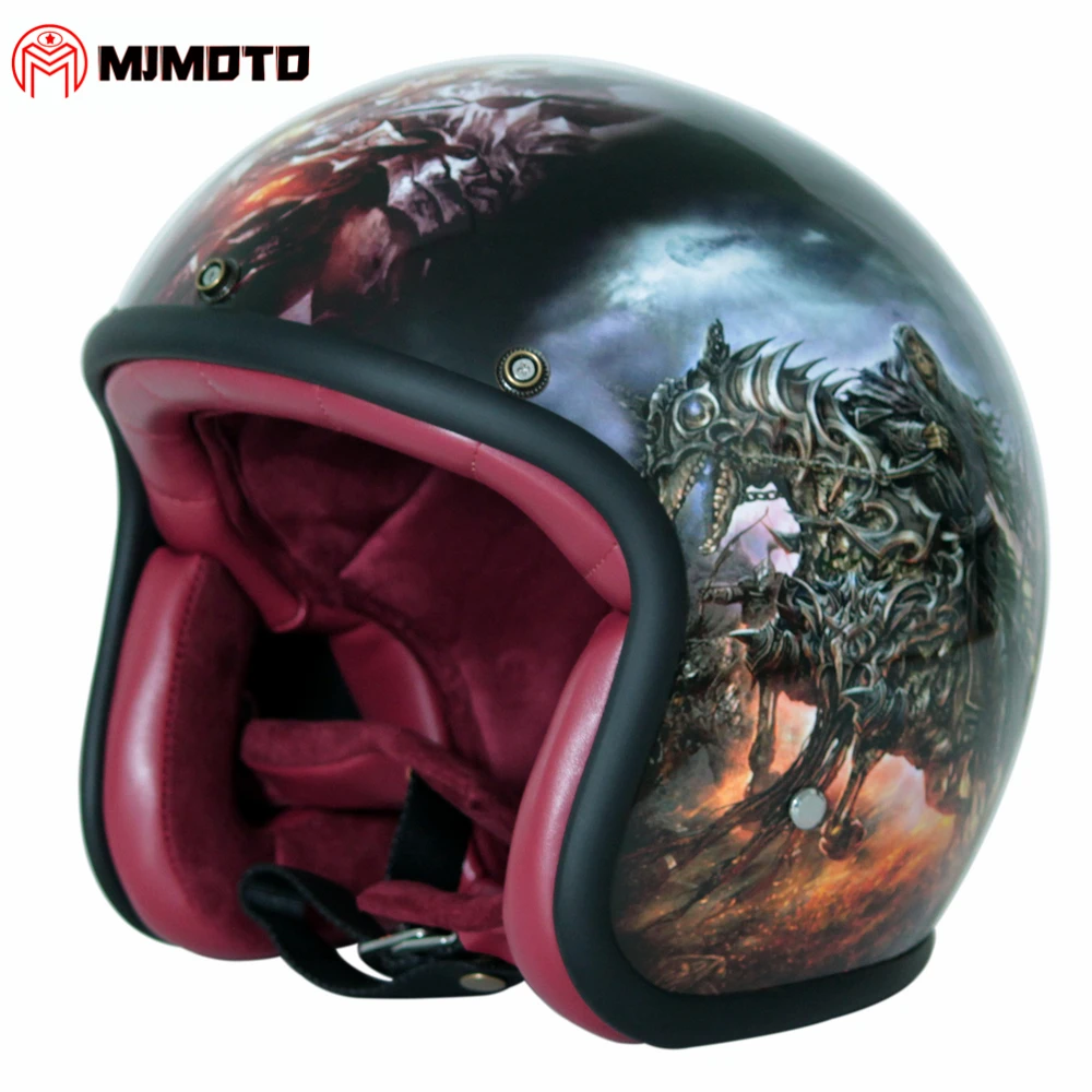 Мотоциклетный шлем Ghost Rider окрашенный в темноте стиле ретро для крейсера