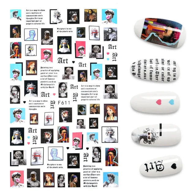 3D Nail Stickers Leaves Butterfly Panda Love Heart Design Stickers For Nails Manicure Foil Nail Art Decor pegatinas para uñas A140281