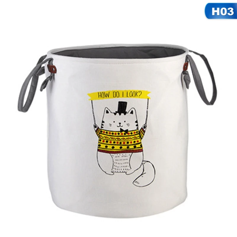 Creative Cotton Linen Laundry Folding Storage Bucket Dirty Clothes Barrel Children Toy Storage Basket Gift
