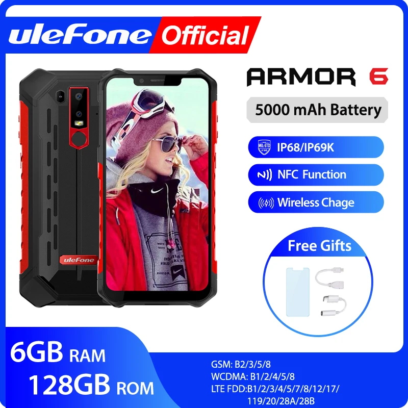 Мобильный телефон Ulefone Armor 6 влагозащита IP68 на базе Android 8.1 восьмиядерный процессор