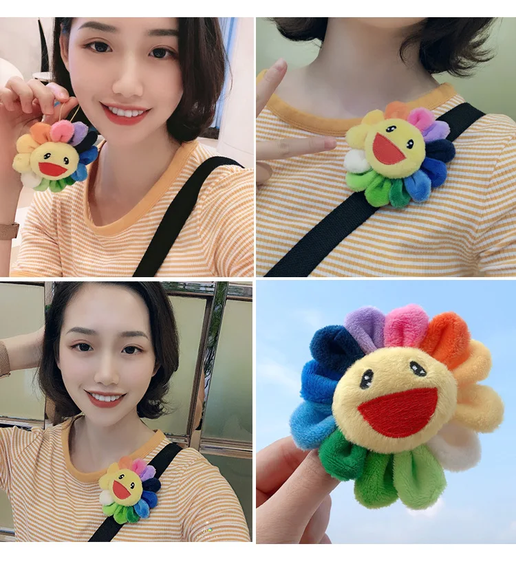 

1pcs/2pcs/3pcs Brooch Big Rainbow Color Coral Fleece Pin Brooch Sun flower Clothes Accessories Brooches For Women