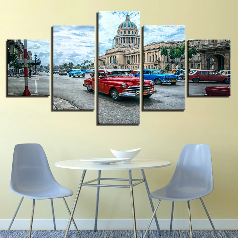 

Wall Art Havana Cuba Car City Paintings Canvas Pictures Home Decor Unframe 5 Pieces HD Prints Landscape Posters Drop Shipping