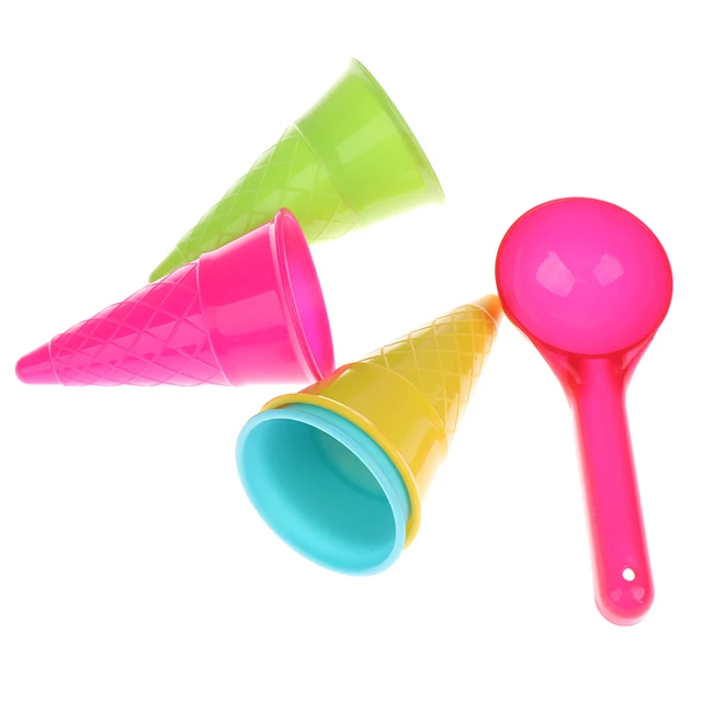 5 Pcs/lot Cute Ice Cream Cone Scoop Sets Beach Toys Sand Toy For Kids Children Educational Montessori Summer Play Set Game Gift 4