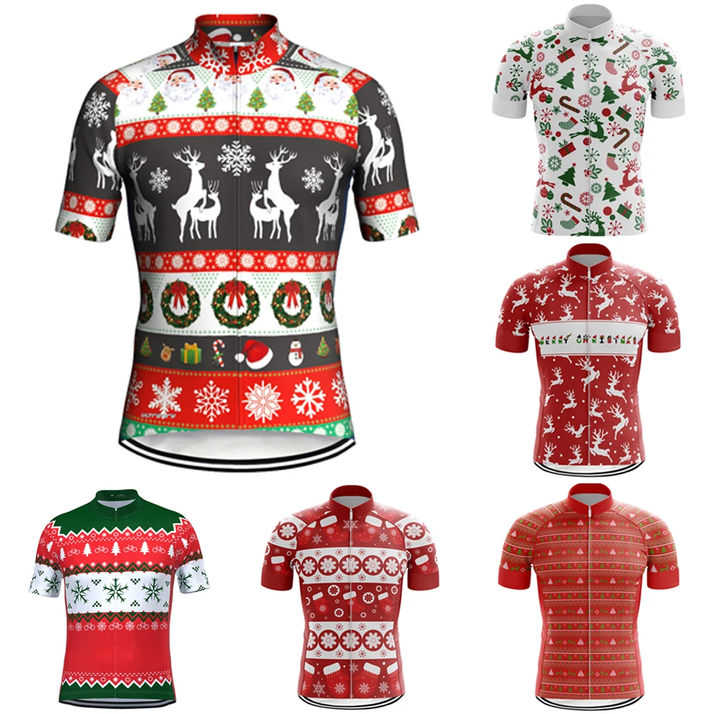 

Christmas Outdoor Cycling Jersey Bike MTB Wear Jacket Pro Race Short Shirt Breathable Maillot Ciclismo Full Zipper Sport Tops