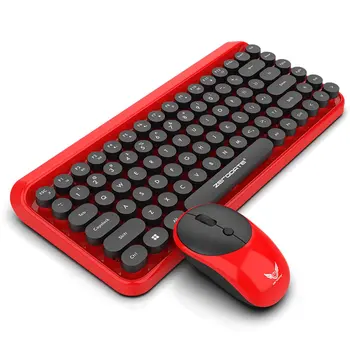 

M800 Vintage Punk Keyboard Mouse Set 84 Round Keys Keyboard 2.4GHz Wireless 4 Buttons Mouse for Laptop Desktop PC