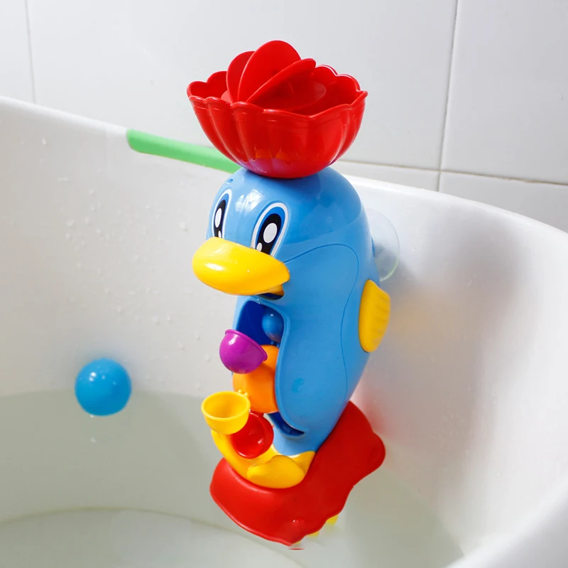 Kids Shower Bath Toys Cute Yellow Duck Waterwheel Elephant Toys Baby Faucet Bathing Water Spray Tool Dabbling Toy baby toys 2