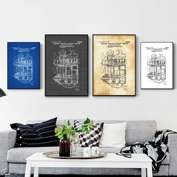 

Henry Ford Internal Combustion Engine Patent Auto Mechanic Art Poster Blueprint Canvas Poster No Frame