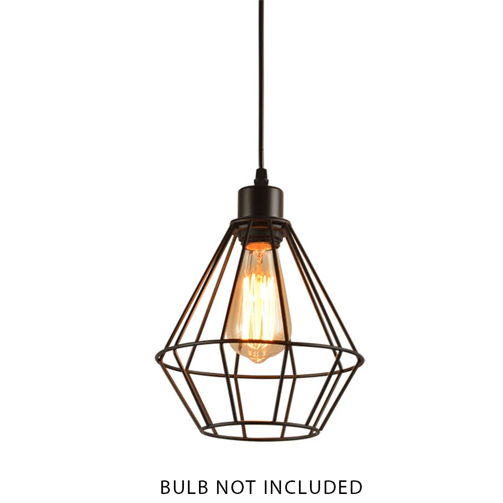 

E27 Lighting Fixtures Hanging Ceiling Lamp Bar Cage Pendant Light Dining Room Restaurant Loft Iron Vintage Industrial Kitchen