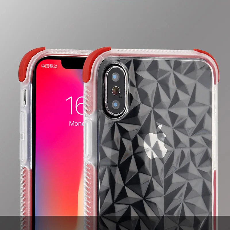 

Colorful Soft TPU Transparent 3D Diamond Clear Mobile Phone Cover Case for iPhone X XS MAX XR 6/6s 7 8 Plus Fundas Coque Capa