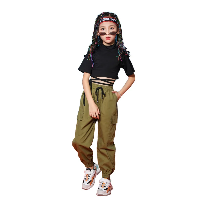 Kids Hip Hop Clothing Clothes Dance Costumes Girls Cropped Sweatshirt Shirt Top Jogger Pants Jazz Ballroom Dancing Street Wear