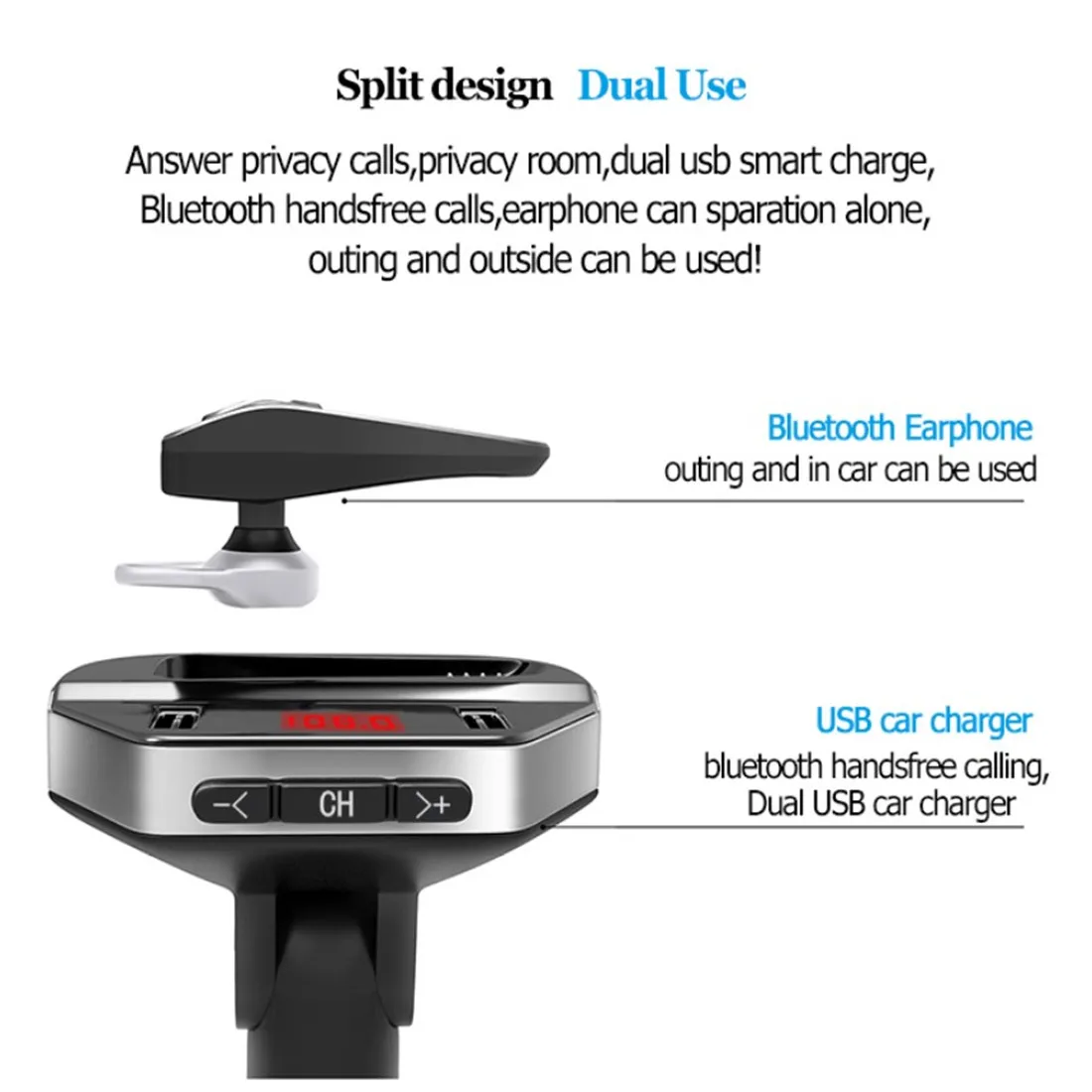 V6 Bluetooth FM передатчик Bluetooth адаптер авто радио передатчик, 2-Порты и разъёмы USB Ladeger? t mit QC3.0