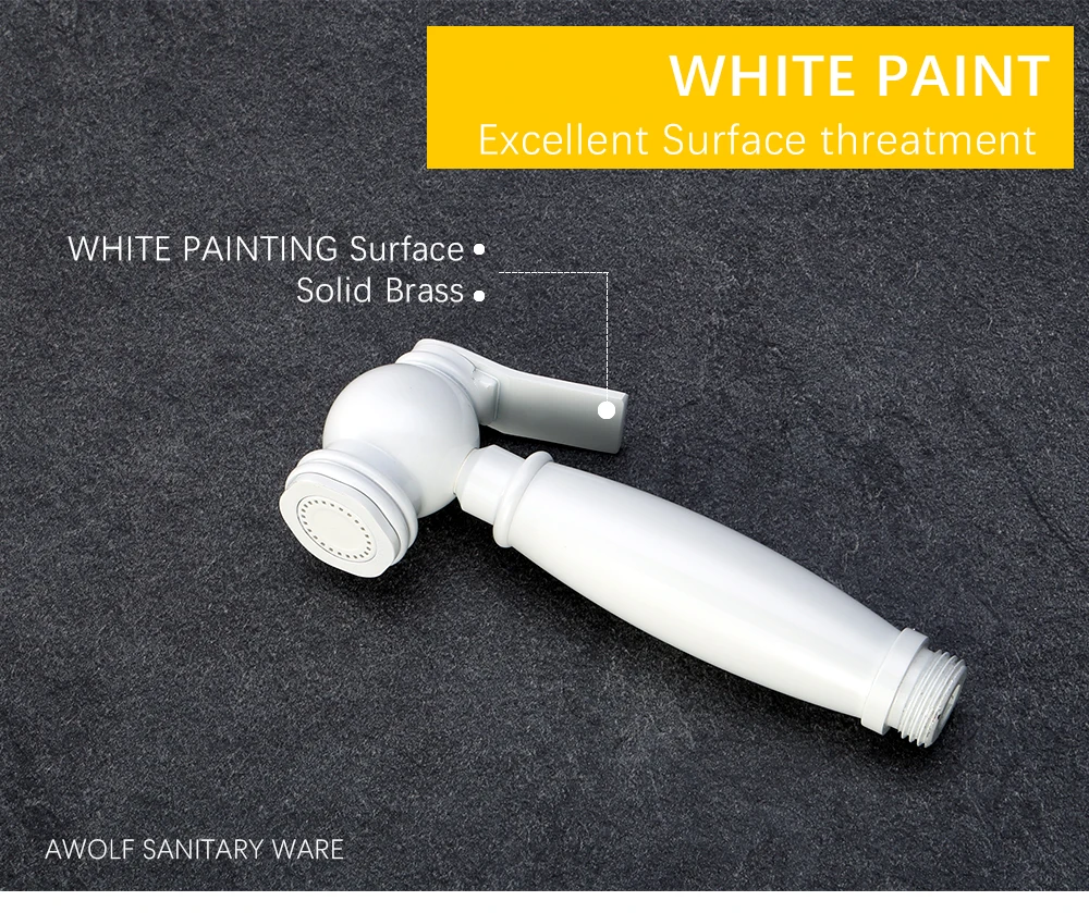 Description Picture 5 of itemHand Held Toilet Bidet Sprayer White Douche Kit Shattaf Solid Brass Dual handle Dual Water Outlet Valve Bidet Faucet Tap AP2314