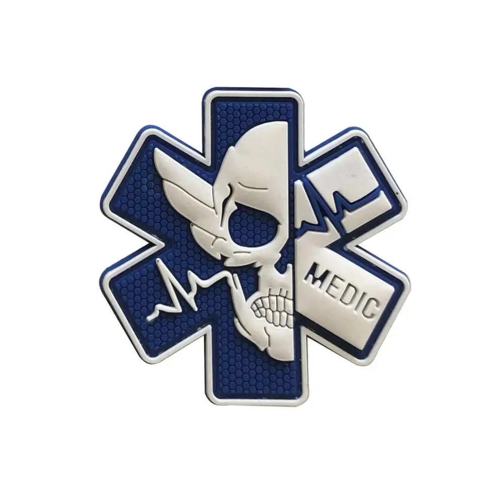 

PVC Skull MEDIC Patches EMT Tactical Morale Decorative Patches Combat Applique Rubber Medic Medical Badges military patches