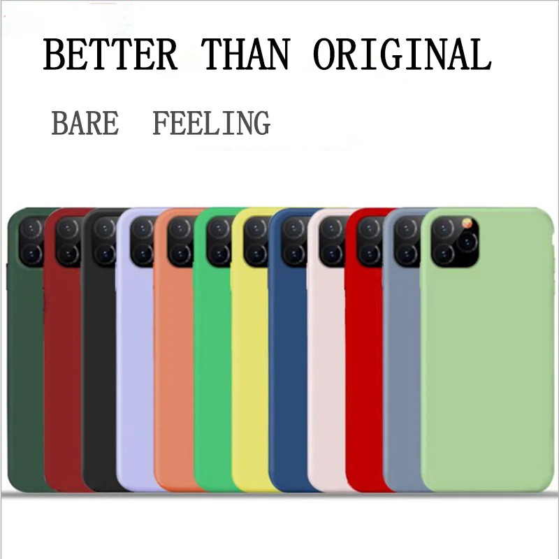 Liquid Silicone Thin Case For iPhone 11 Pro XS Max 6 6S 7 8 Plus X S XR Original Candy Full Cover Soft Funda coque carcasa 7plus |