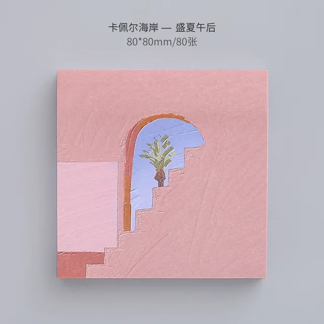 Girl Sticky Notes Oil Painting Color N Times Stickers Ins Beautiful Scenery Student Account Decoration Message Paper Memo Pads 8 Midsummer