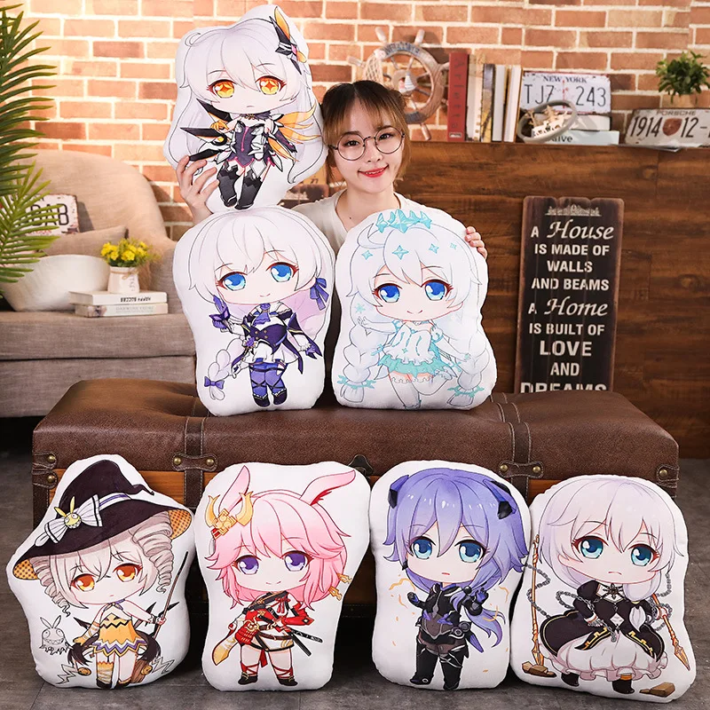 

Honkai Impact 3rd Game Cute Decorative Cushion Throw Pillow Anime Bed Sofa Gift PP Cotton Kiana Yae Sakura Kallen