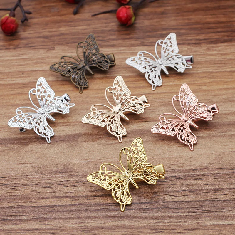 10-Uds-26-36mm-Metal-lat-n-mariposa-de-filigrana-Clip-de-pelo-ajuste-DIY-accesorios