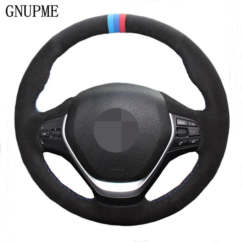 DIY черная замша чехол рулевого колеса автомобиля для BMW F20 2012-2018 F45 2014-2018 F30 F31 F34