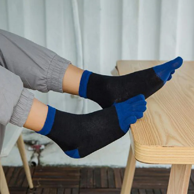 Зимние пять пальцев Для мужчин носки Отделка: пэтчворк; Хлопок; теплый носок Повседневное дышащие тренировочные штаны утепленные Для мужчин's Носки теплые, мягкие носки, 1 пара