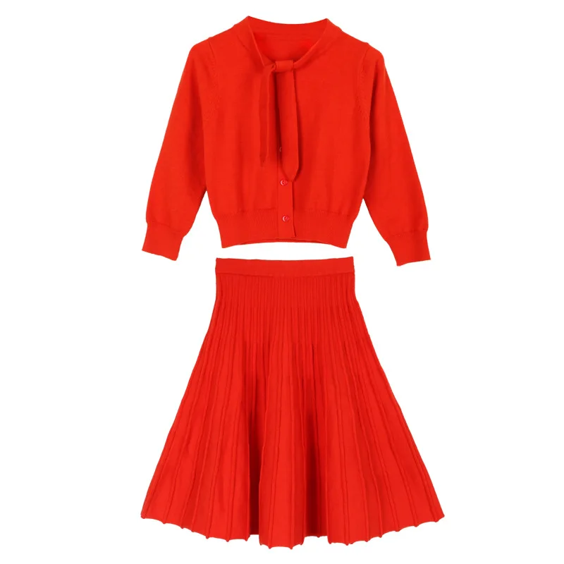 

New Children Spring Clothes Set Rabbit Velvet Girls Two Pieces Set Orange Baby Suit Sweater+skirt Big Elastic Very Beautiful