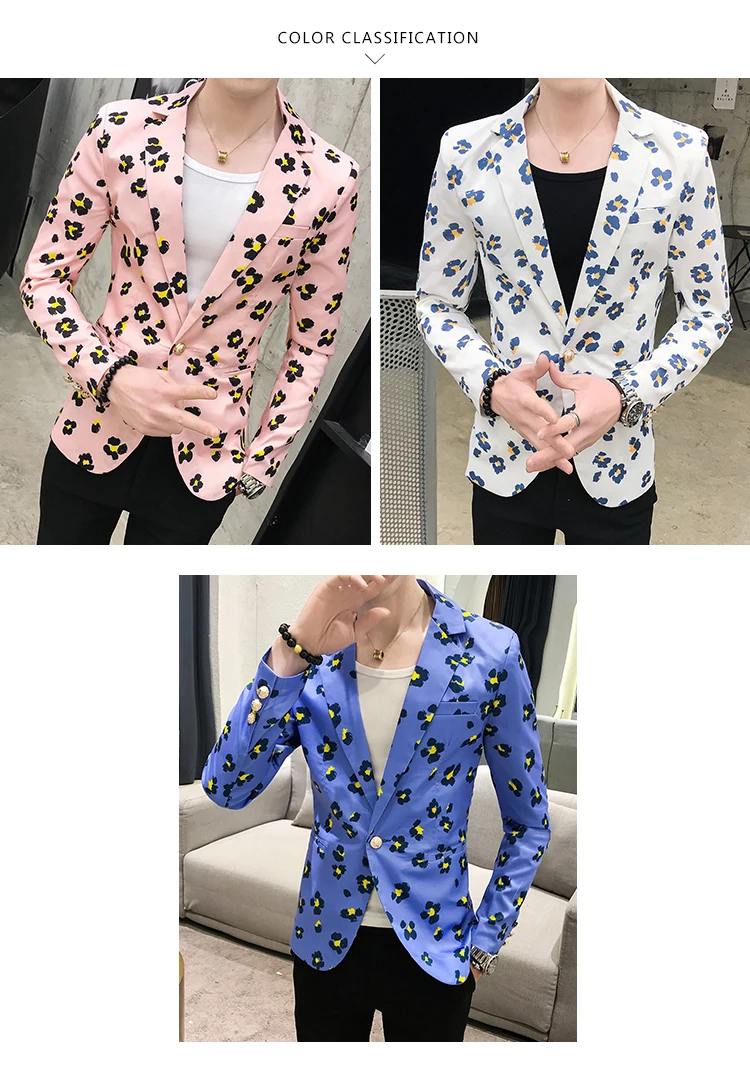 Jacke, новинка, мужские блейзеры, куртки, мужские популярные модели, модный костюм с цветным принтом, однобортная верхняя одежда, повседневная приталенная мужская блейзер