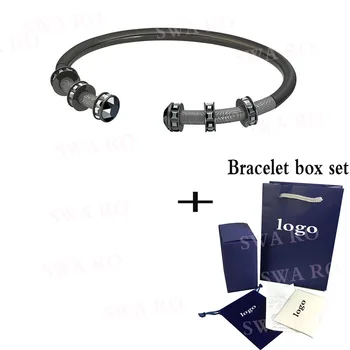 

SWA 2020 Fall Fashion New My Hero Black Gold Hoop Stick Shape Exquisite Crystal Bracelet Unisex Lovers Recommend Jewelry Gifts