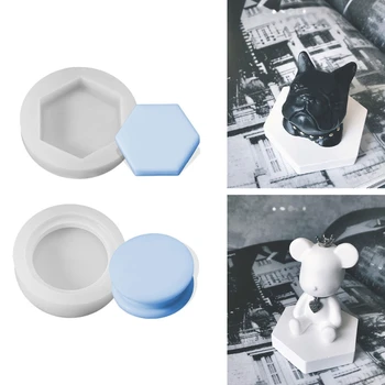 

2 Shapes Handmade Round Hexagon Bottom Trays Resin Silicone Mold Ornament Base Resin Mold Kit Home Decor Tools Art Craft