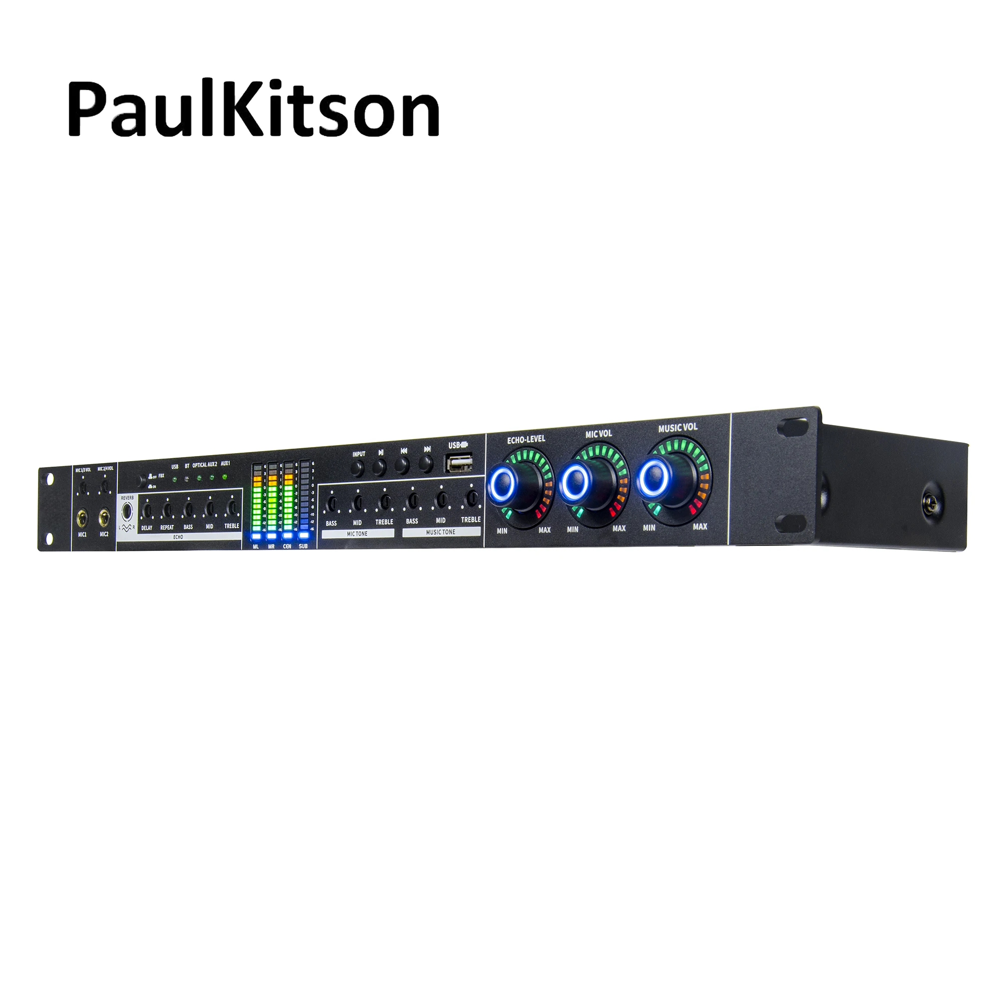 Paulkitson FX12 Karaoke Pre-Effects KTV Professional Digital Audio Echo Effect Processor DSP Audio Processor With Bluetooth USB