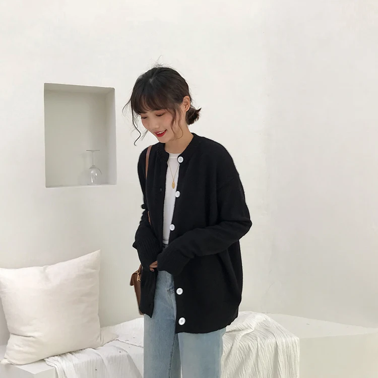 Candy Color Sweater Cardigan Women Single Breasted Long Sleeve Winter Clothes Vintage Knitted Cardigan Korean Jacket Warm V808
