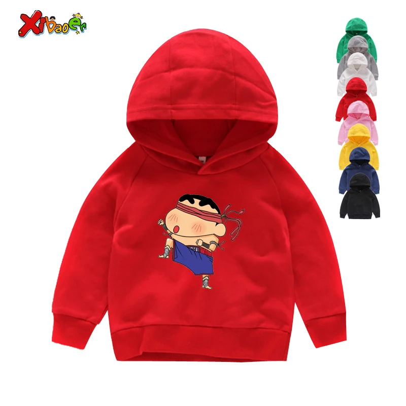 Милые детские толстовки с капюшоном Crayon Shin Chan; Сезон Зима; забавные толстовки; коллекция года; Зимние толстовки с длинными рукавами с героями мультфильмов для мальчиков; толстовки; От 2 до 9 лет - Цвет: Hoodies Kids