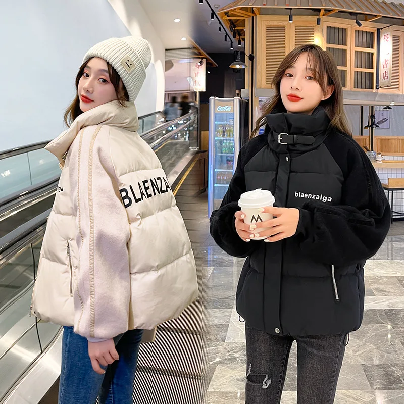 

Fdfklak New Korean Letter Jacket Loose Ziplock Thick Female Coat Winter Tops Women Clothing Warm Casaco Feminino Inverno