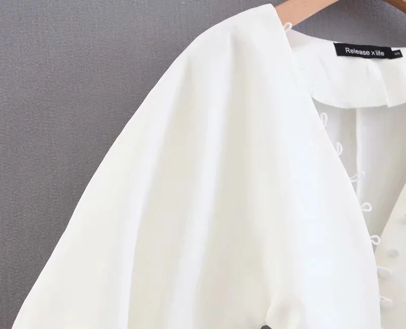 Сексуальная Женская белая блузка с v-образным вырезом, рубашка с длинным рукавом, Корейская винтажная женская блузка и блузки, вечерние топы, уличная женская одежда