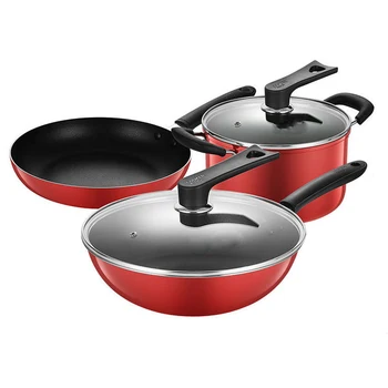 

Three-piece Non-stick Pan Set Wok Pan Frying Pan Soup Pot Household Cooking Pot Induction Cooker Gas Stove Multifunctional