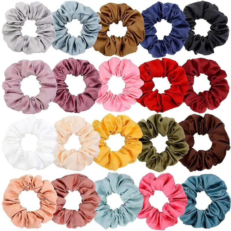 

20Pcs Satin Elastic Hair Bands Scrunch Ponytail Holder Scrunchy Hair Ties Women