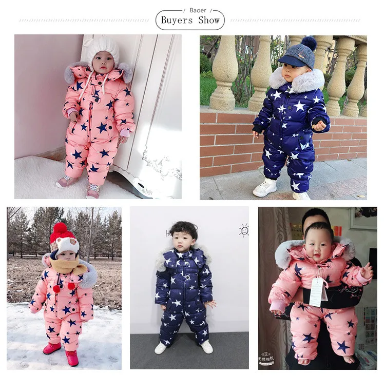 Зимний зимний комбинезон с меховым капюшоном для новорожденных, теплая водонепроницаемая куртка-пуховик для мальчиков и девочек, clothes1-4 лет, комбинезон, зимняя одежда-30