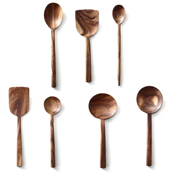 

HOT SALE Creative Spatula Teak Kitchen Household Non-Stick Pan Spatula Solid Wood Spoon Long-Handle Mixing Spoon Kitchenware Set