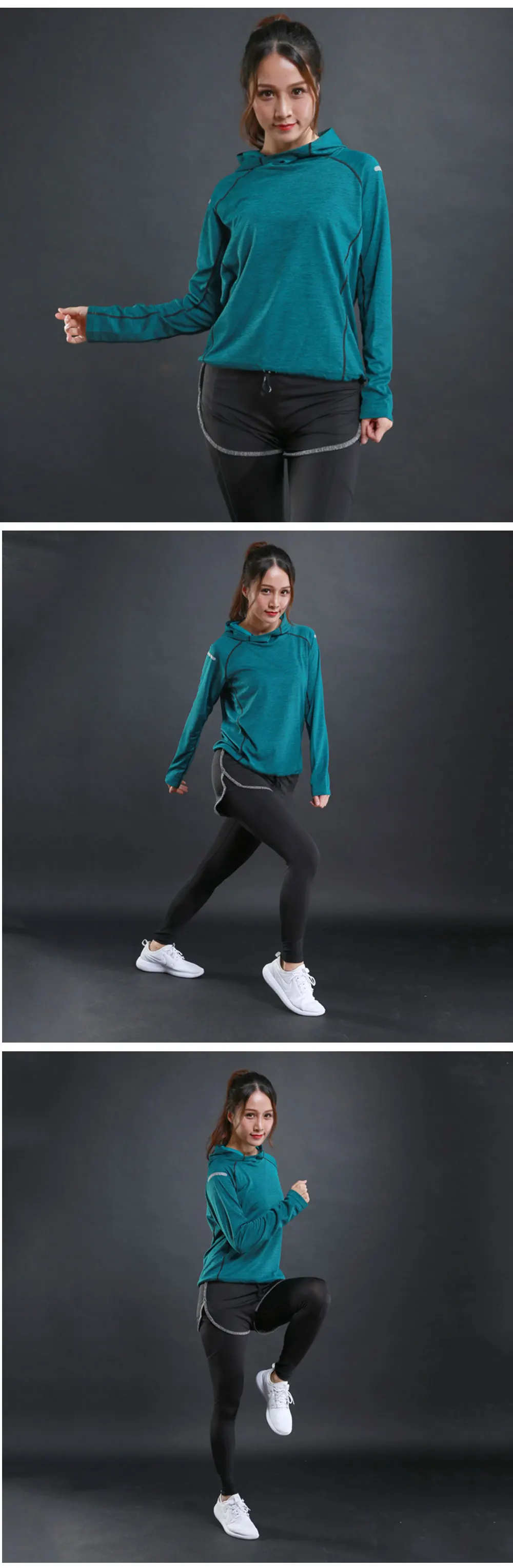 PRYDYC Women Running T Shirts thin Gym fitness Long Sleeves sweatshirts Yoga Clothing Quick Dry Training Breathable Hood Sports