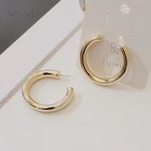 AOMU антиаллергенные Простые Модные металлические геометрические матовые полукруглые С-образные маленькие серьги-гвоздики для женщин Букле д 'ореиль