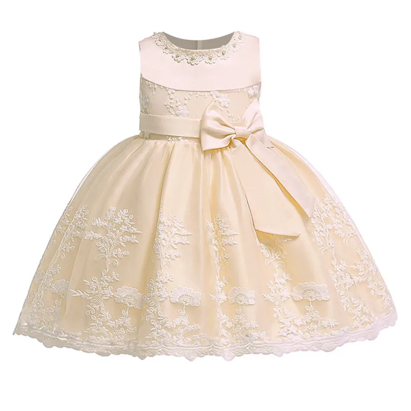 Платье для малышей в рождественском стиле для маленьких нарядное платье принцессы для маленьких девочек платье на крестины для детей от 0 до 3 лет платье на день рождения Одежда для новорожденных - Цвет: champagne