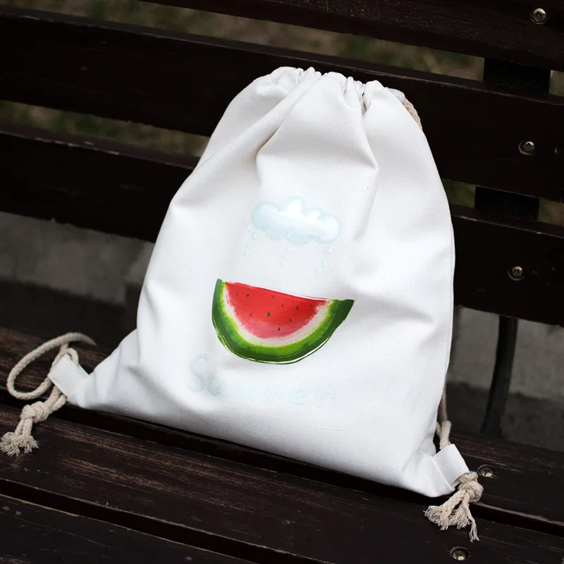 

Origional Fresh Literature And Art Summer Watermelon Printed Drawstring Backpack Travel Large-capacity Backpack Supply of Goods