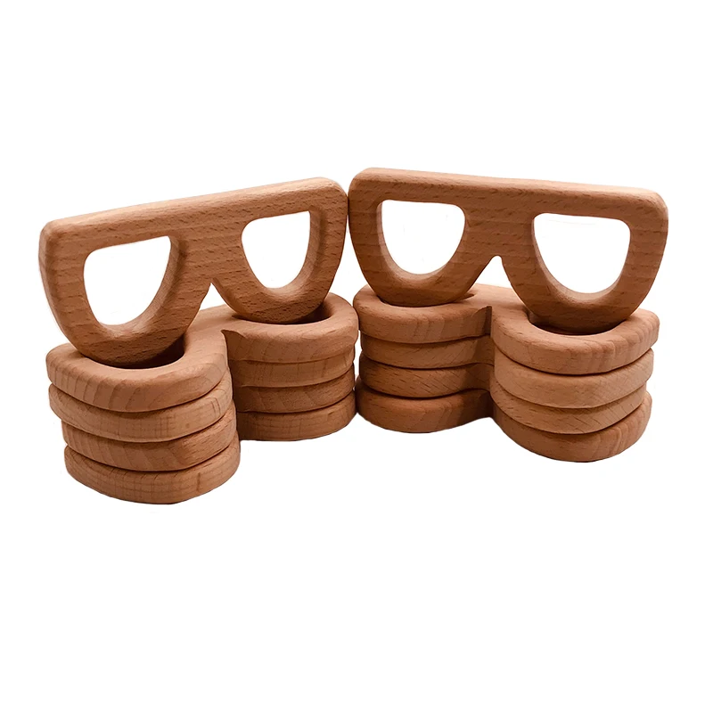 10pcs Cartoon Glasses Baby Wooden Teether Beech Wood Teething Toys Montessori Inspired Nursing Pendant diy | Мать и ребенок