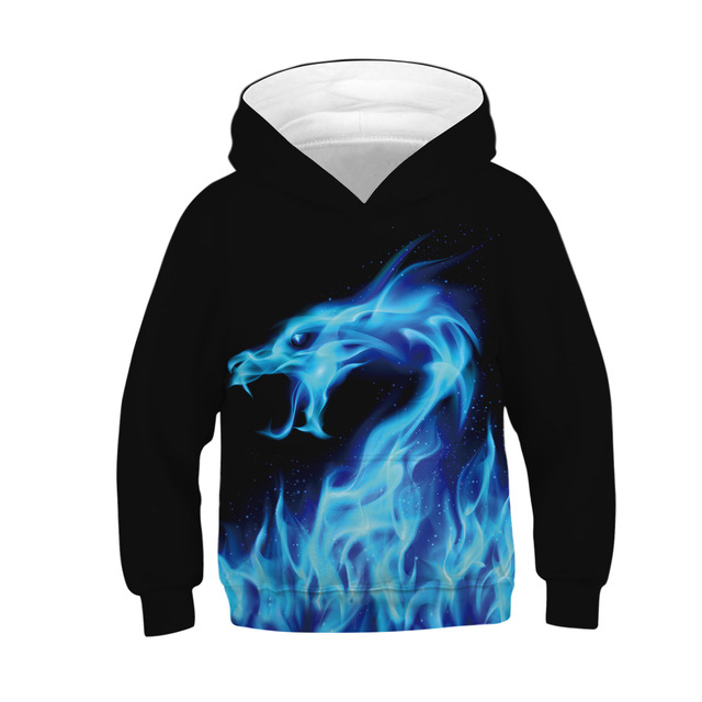 Size Teens Boy Hoodies Autumn 3D Print Lion And Wolf Teenagers Sweatshirt for Boy Christmas Gift Children Coat Kids Clothes