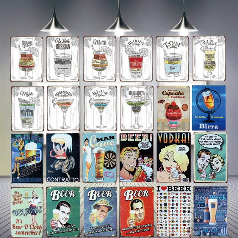 

Cocktail Tin Signs Drink Metal Plate Wall Pub Shop Restaurant Cafe Home Art Decor Vintage Iron Poster Cuadros 3330A