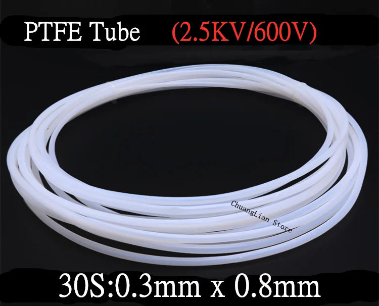 

30S 0.3mm x 0.8mm PTFE Tube F46 Insulated Capillary Heat Protector Transmit Hose Rigid Temperature Corrosion Resistance 600V