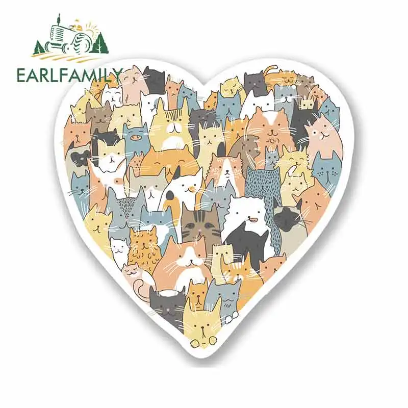

EARLFAMILY 13 см x 13 см мультяшный Кот Любовь Сердце Смешные виниловые наклейки на машину JDM RV VAN 3D DIY тонкая наклейка бампер багажник грузовик графика