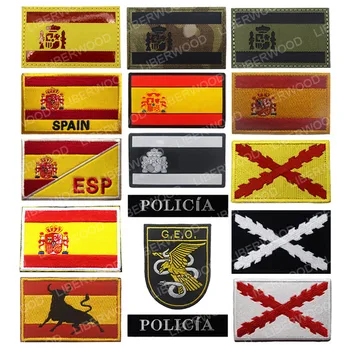 

Spain flag IR Patch POLICE Anti Terrorist tactical Royal Tercios Flag of Cross Burgundy patch Spanish GEO patch badge appliques