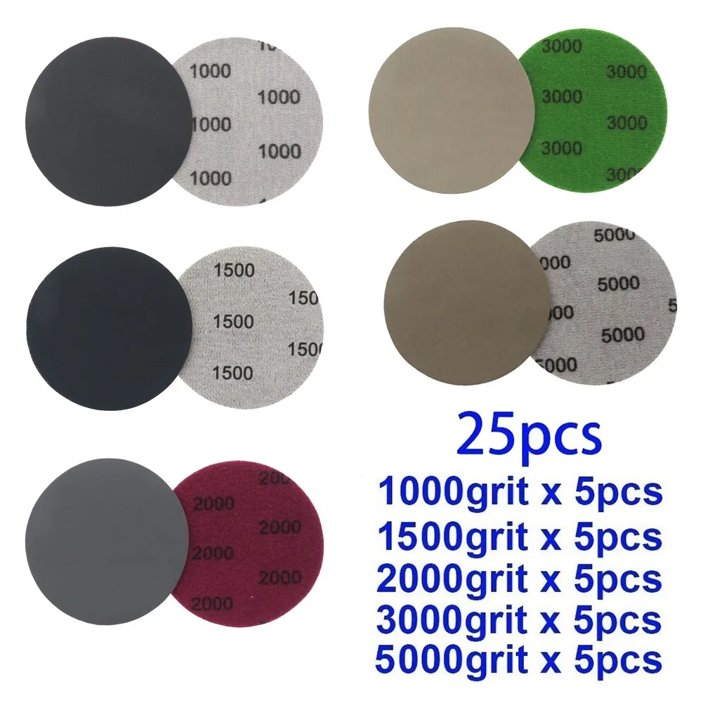 30pcs Sandpaper 3 Inch Sanding Discs Hook and Loop 600/800/1000/1200/1500/2000 Grits Wet Dry Sandpaper for Automotive Metal Sanding and Mirror Jewelry Polishing 