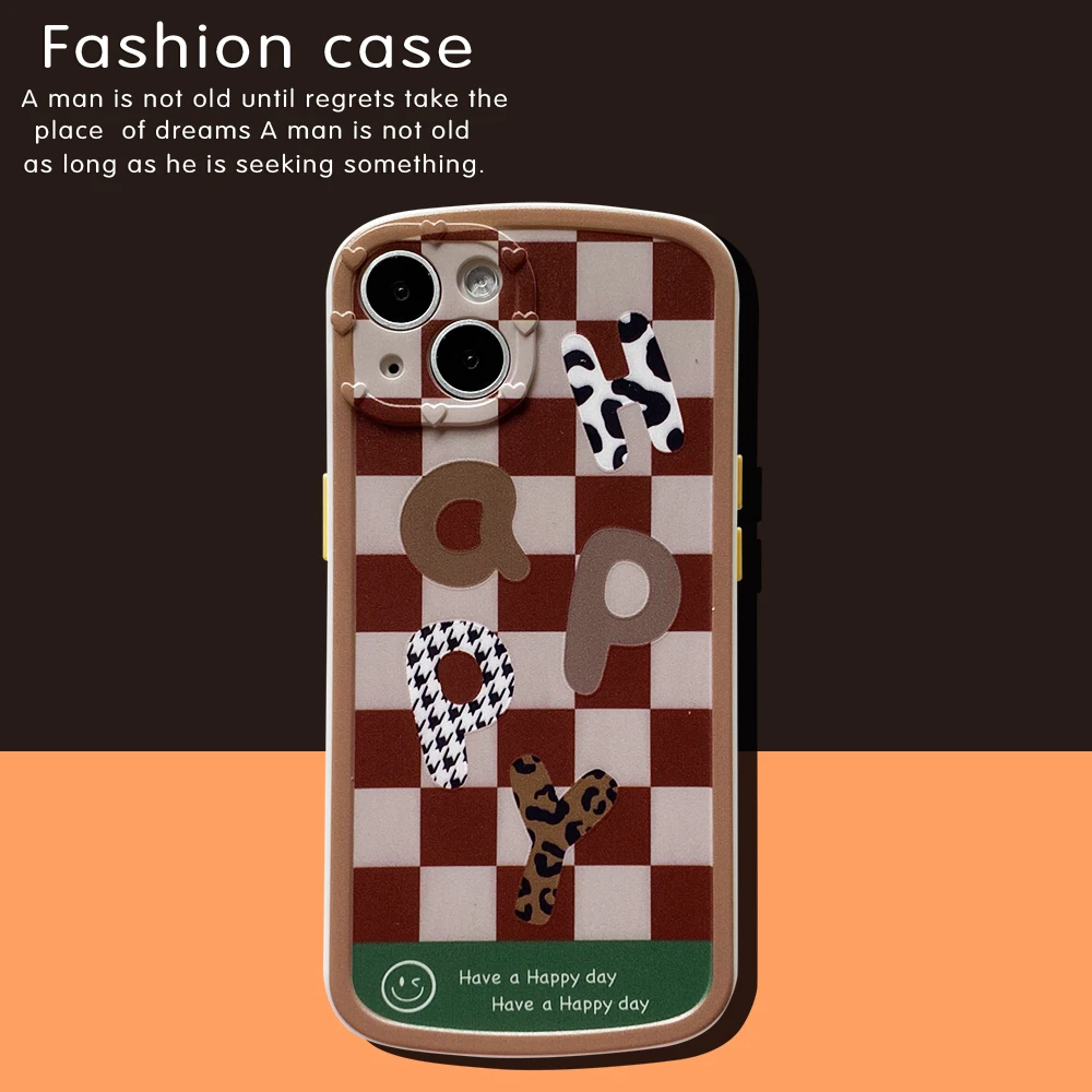Love Camera Checkerboard Happy Soft TPU Shockproof Phone Cases for iPhone 7 8 Plus X Xs XR 11 12 13 Pro Max Back Case | Мобильные
