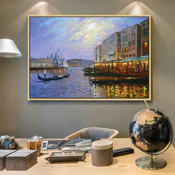 

Hand Made Oil Painting Hand Painted Venice Water City Wall Art Canvas Painting Living Room Decoration No Framed
